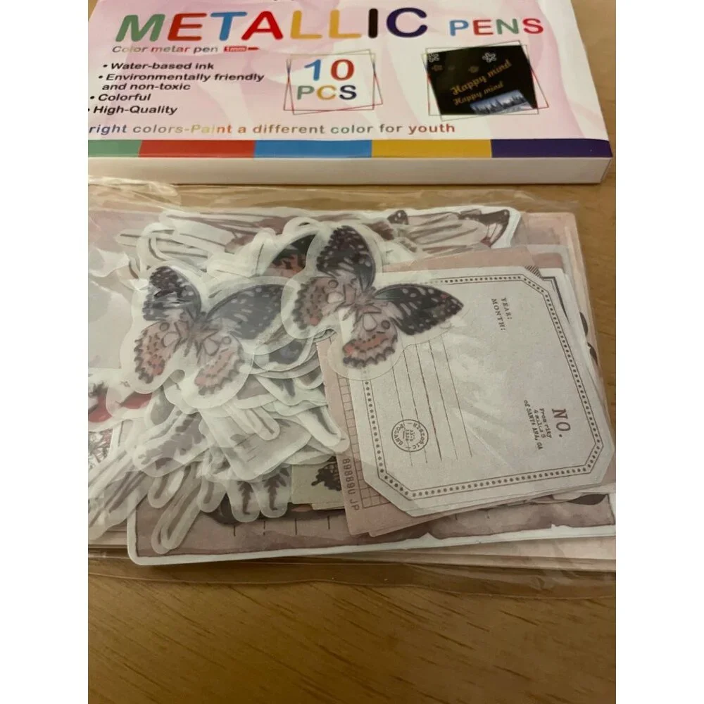 New Bundle of 10 Adult or Kids Metallic Pen Markers with Free Stickers & Notes